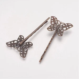 5 x BRONZE TONE BUTTERFLY FILIGREE HAIR CLIP BOBBY PIN HAIRPIN ACCESSORY HC05 - Picture 1 of 2