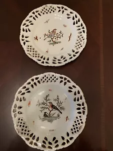 2 große SIGNIERTE Vintage TELLER handbemalt Vögel ausgeschnitten asiatisch japanisch chinesisch - Bild 1 von 21