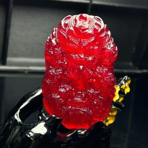 Double-sided Certified Natural Icy Red Jade jadeite Nine-Dragon Pendant - Picture 1 of 1