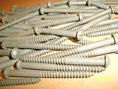 20 RARE, VINTAGE N.O.S. GALV. STEEL SLOTTED ROUND HEAD WOOD SCREWS, 2 1/2" X #10 Cover
