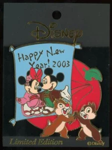 Pin Disney M&P Japón Feliz Año Nuevo 2003 Chip Dale Mickey Minnie LE 18392 - Imagen 1 de 1