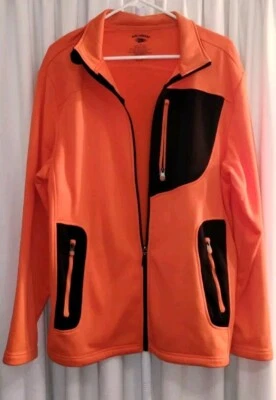 Reel Legends Fleece Jacket Long Sleeve Full Zipper Orange  &Black Men's Size M - Image 1 of 4