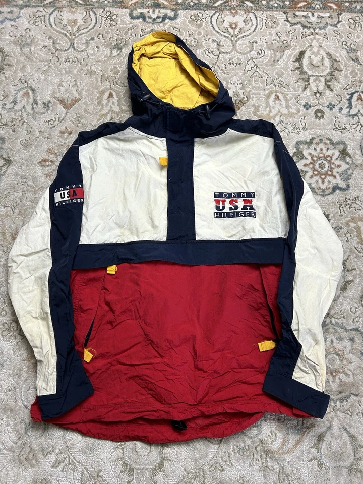 Vintage Tommy Hilfiger International Games USA Half Zip Big Logo Jacker LRG Rare - Image 1 of 4