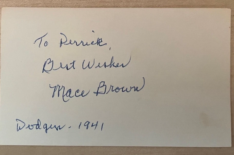 Mace Brown Autographed 3 x 5 card - Image 1 of 1