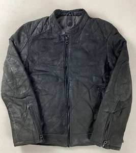 Gipsy Leather Biker Jacket Cafe Racer Jacket Nubuck Black/Brown Size S - Picture 1 of 21