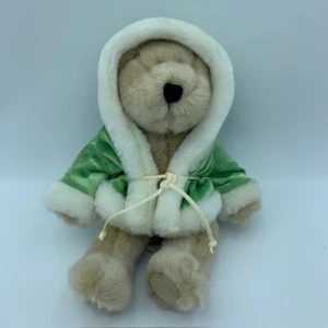 Vintage G.A.C. Oso de Navidad beige 11" con túnica verde - Imagen 1 de 9
