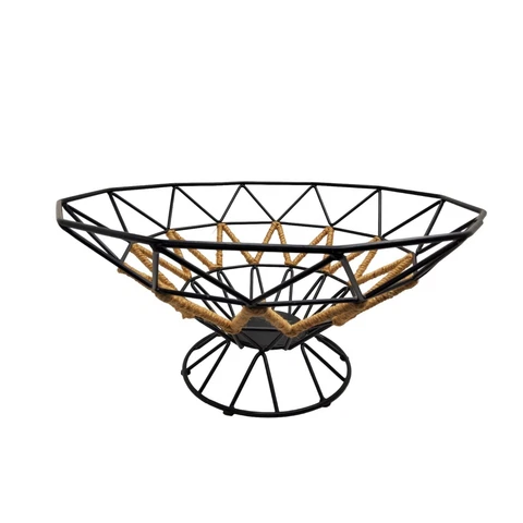 vintage 1990s wire and rope wide pedestal fruit basket Cover
