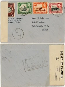 KENYA KUT CENSORED C7 + N880 to INDIA FATEHGARH SLOGAN CARELESS TALK 1944 - Picture 1 of 3