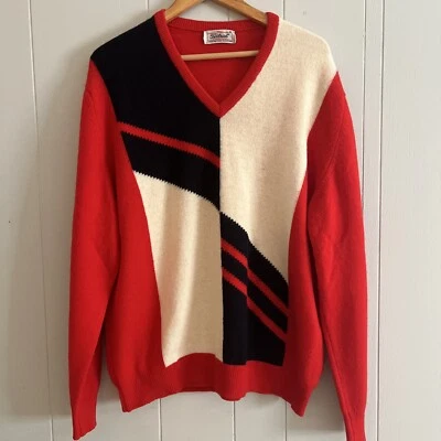 Suéter de golf de colección de los 90 colección Titleist cuello en V de lana para hombre Escocia XL rojo Foto 1 de 4