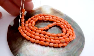 BEAUTIFUL ALL NEW AAA ITALIAN MEDITERRANEAN TANGERINE CORAL BEAD STRAND - Picture 1 of 8