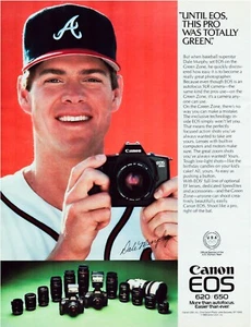 Print Ad Canon Camera 1988 Dale Murphy Baseball Braves Full Page 10.5"x13.5" - Picture 1 of 1