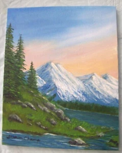 Original Landscape Oil Painting on Canvas - Signed - 8" x 10" Bob Ross Style - Picture 1 of 2