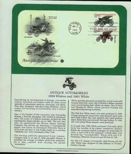 1995 Antique Automobiles 1899 Winton & 1901 White 1ST Day Issue - Picture 1 of 1