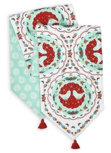 Corredor de Mesa Mujer Pionera Mazie Bird Reversible Vacaciones Navidad 14"x80” Verde - Imagen 1 de 15