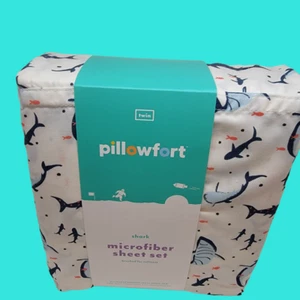 Pillowfort Microfiber 3 Piece Sheet Set BLUE/ TWIN SHARKS NEW! #4253 - Picture 1 of 3