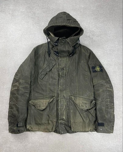 Giacca militare Stone Island Archivio taglia L danneggiata fodera tasca etichetta vintage