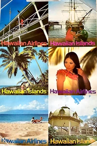 Original Vintage Poster HAWAIIAN AIRLINES HAWAIIAN ISLANDS 1978 Not reproduction - Picture 1 of 5