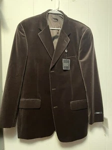 MACY’S ALFANI 100% COTTON VELVET FEEL MENS BLAZER! BROWN. 42 LONG. NEW ! - Picture 1 of 7