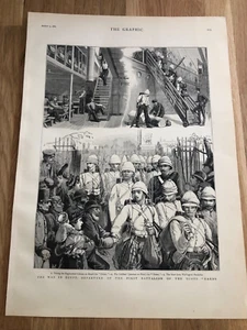 1882  graphic news print . war in egypt - 1st battalion of the scots guards - Picture 1 of 3