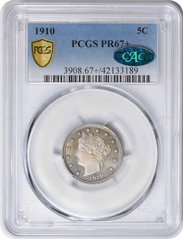1910 Liberty Nickel PR67+ PCGS CAC Cover