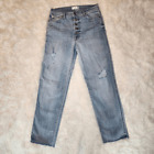 7 For All Mankind High Waist Cropped Straight Jeans Womens Size 27 Button Front