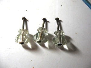 Lot of 3 Vintage Glass Drawer Cabinet Pulls Handles - Picture 1 of 5