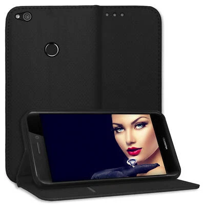 Coque Housse Etui à clapet pour Huawei P8 Lite 2017/P9 Lite 2017 Bookstyle noir - Photo 1/4