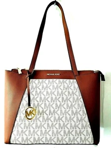 Michael Kors Maddie Med. Signature Top Zip Tote Handtasche Vanille/Braun NEU🎀neu mit Etikett🎁 - Bild 1 von 14