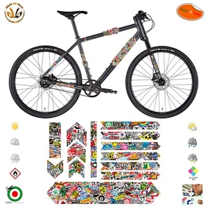 Kit adesivi strisce vinile telaio bici strada mtb sponsor smile sticker bomb - Picture 1 of 2