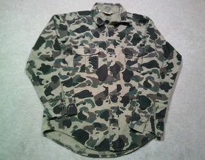 Vintage 80’s Duck Camo Chamois Button Up Shirt Mens Large Green Brown Cabelas - Picture 1 of 10