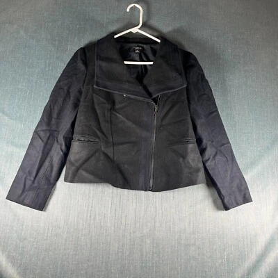 Chaqueta de motociclista Ann Taylor para mujer talla 6P negra bolsillos de lana manga larga cremallera completa Foto 1 de 4