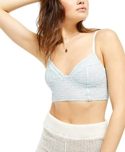 Sujetador Free People Floral Bordado Encaje Línea Larga, Azul Claro Talla M - Imagen 1 de 3