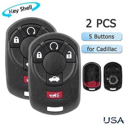 2 	For 2005 2006 2007 Cadillac STS Remote Key Fob Shell Case 5Btn M3N65981403 - Image 1 of 4