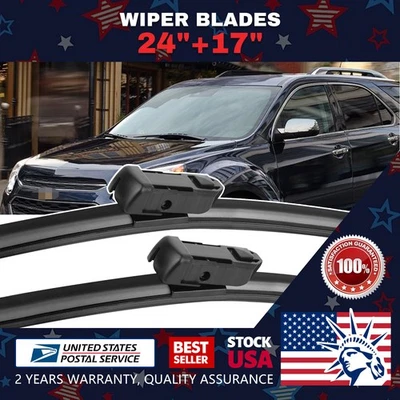 24''+17'' Top Lock Wiper Windshield Rain Blades For 2010-2016 Chevrolet Equinox - Image 1 of 4