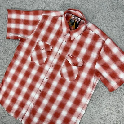 Camisa Dixxon Para Hombres XL Roja Blanca Botón a Cuadros A Presión Luckenbach Mezcla de Bambú Foto 1 de 4