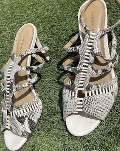 Antonio Melani Vero Cuoio Snakeskin Leather Heels Size 8.5 M Italy Genuine Leath - Picture 1 of 5