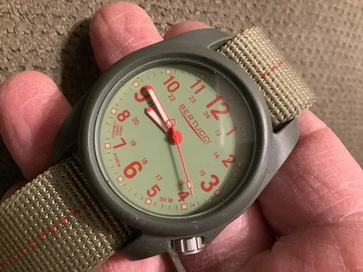 Bertucci mens military type watch plastic case new batt owned by graffiti artist - Image 1 of 4