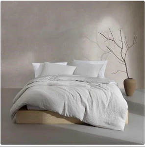 Calvin Klein King Duvet Cover Set Modern W/Shams Crinkle Cotton Grey Cp. $152 - Picture 1 of 6