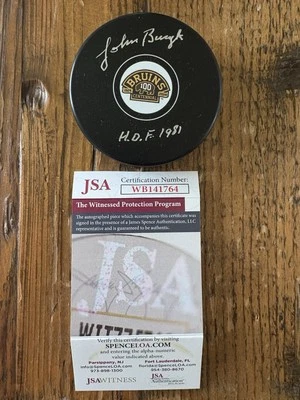 Auténtico disco con licencia JSA autógrafo John Bucyk HOF inscrito  Foto 1 de 2