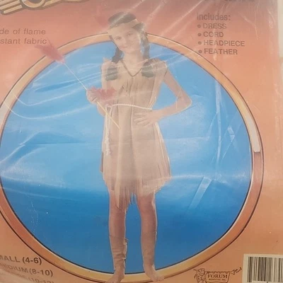 Costume Indian Princess Kid Forum Inc Dress, Headpiece, Feather, Cord New VTG  - Image 1 of 4