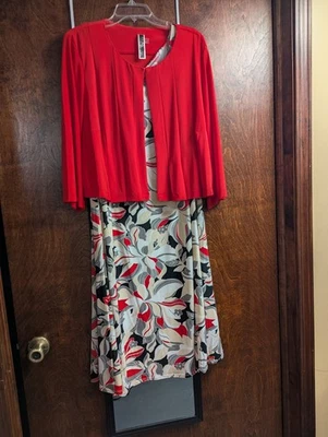 Новый без ЯРЛЫКОВ Julian Taylor Нью-Йорк красный/черный/коричневый без рукавов бак платье W/красный жакет 22 W - Изображение 1 из 4