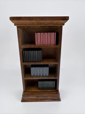 Dollhouse Miniature Wood 4 Shelf Bookcase with Books in Walnut 1:12 - Image 1 of 4