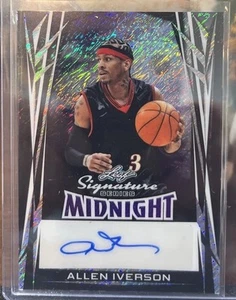Allen Iverson Leaf 2025 Leaf Signature Series Midnight Autograph, 1/1 Sixers  - Picture 1 of 2