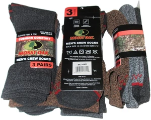 3 Pairs Mens Mossy Oak Cushioned Mid Calf Socks Work Boot Crew Socks  Shoe 6-12 - Picture 1 of 4