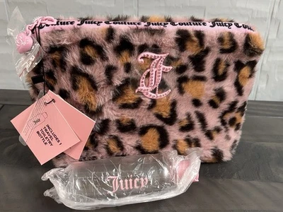 Juicy Couture Faux Fur Pink Leopard Travel Cosmetic Bag Foto 1 de 4