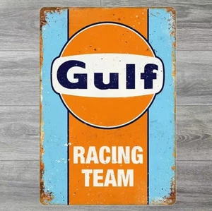 Gulf Racing Team 8 x 12 Novelty Vintage Metal Sign Shrink-Wrapped - Picture 1 of 2