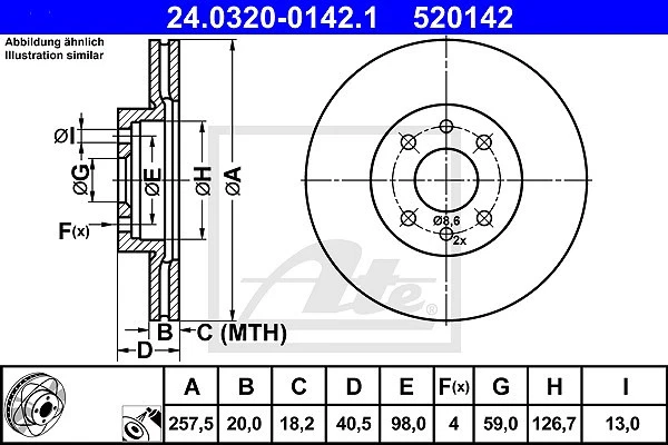 2x ATE disque de frein essieu avant entre autres pour ALFA ROMEO, FIAT, LANCIA - Photo 1/1