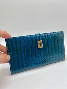 Cartera de cuero Bond Street Italia años 80 vintage con relieve de cocodrilo NOS 1980 para mujer - Imagen 1 de 8