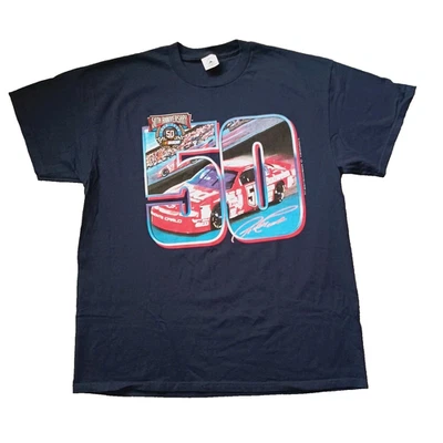 Camiseta De Colección NASCAR 50 Aniversario Para Hombres XL Negra Doble Cara Gráfica Nueva Sin Etiquetas Foto 1 de 4