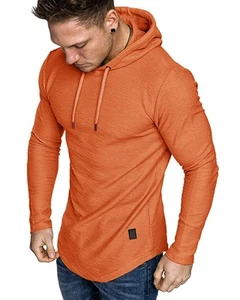 Mens Fashion Athletic Hoodies Sport Sweatshirt Solid Color Fleece Pullover Or... - Picture 1 of 6